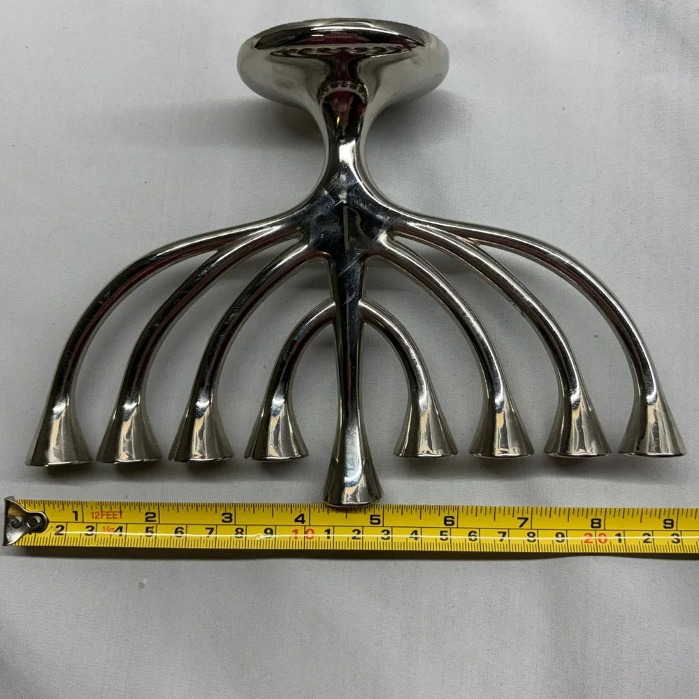 Kohl's Menorah Hanukkah OS Silver Good Modern Polished 9 Branch Taper Holder